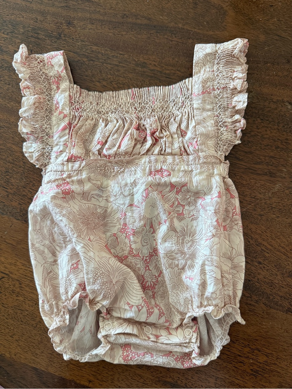 12M Bonpoint Pink Cream Floral Ruffle Romper